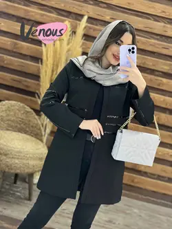 خرید اینترنتی مانتو کتی چرم دوزی کد 1289فروشگاه بزرگ ونوس مد
