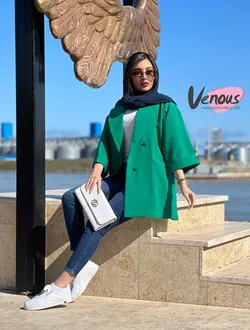 خرید اینترنتی مانتو کتی چهاردکمه آستین دوبل کد 1277 ونوس مد