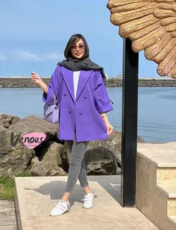 خرید اینترنتی مانتو کتی چهاردکمه آستین دوبل کد 1277 ونوس مد