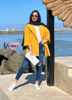 خرید اینترنتی مانتو کتی چهاردکمه آستین دوبل کد 1277 ونوس مد