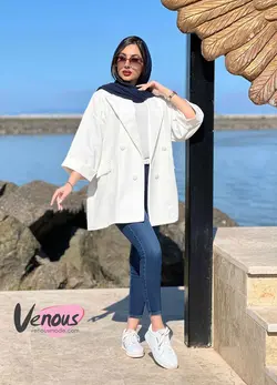 خرید اینترنتی مانتو کتی چهاردکمه آستین دوبل کد 1277 ونوس مد