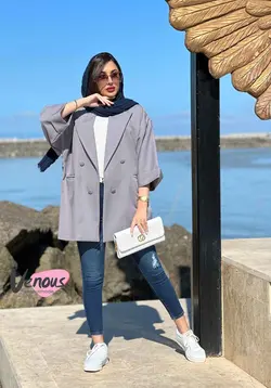 خرید اینترنتی مانتو کتی چهاردکمه آستین دوبل کد 1277 ونوس مد