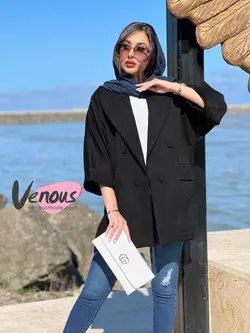 خرید اینترنتی مانتو کتی چهاردکمه آستین دوبل کد 1277 ونوس مد