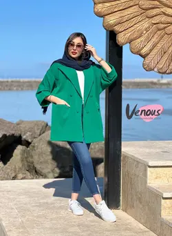 خرید اینترنتی مانتو کتی چهاردکمه آستین دوبل کد 1277 ونوس مد