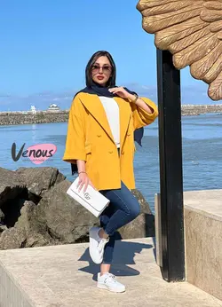 خرید اینترنتی مانتو کتی چهاردکمه آستین دوبل کد 1277 ونوس مد