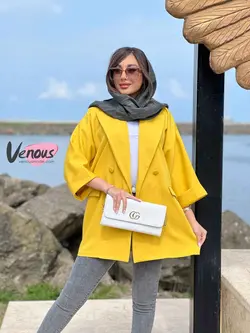 خرید اینترنتی مانتو کتی چهاردکمه آستین دوبل کد 1277 ونوس مد