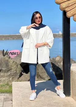 خرید اینترنتی مانتو کتی چهاردکمه آستین دوبل کد 1277 ونوس مد