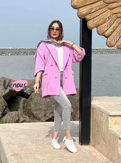 خرید اینترنتی مانتو کتی چهاردکمه آستین دوبل کد 1277 ونوس مد