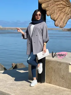 خرید اینترنتی مانتو کتی چهاردکمه آستین دوبل کد 1277 ونوس مد