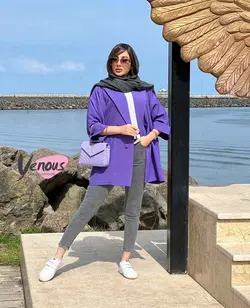 خرید اینترنتی مانتو کتی چهاردکمه آستین دوبل کد 1277 ونوس مد