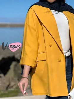 خرید اینترنتی مانتو کتی چهاردکمه آستین دوبل کد 1277 ونوس مد