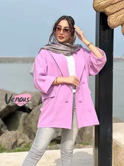 خرید اینترنتی مانتو کتی چهاردکمه آستین دوبل کد 1277 ونوس مد