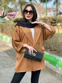 خرید اینترنتی مانتو کتی چهاردکمه آستین دوبل کد 1277 ونوس مد