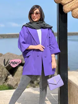 خرید اینترنتی مانتو کتی چهاردکمه آستین دوبل کد 1277 ونوس مد