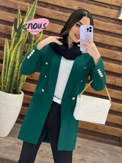 خرید اینترنتی و حضوری مانتو کتی شش دکمه طلایی کد1228ونوسمد