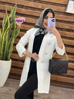 خرید اینترنتی و حضوری مانتو کتی شش دکمه طلایی کد1228ونوسمد