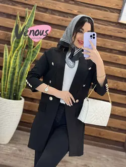 خرید اینترنتی و حضوری مانتو کتی شش دکمه طلایی کد1228ونوسمد