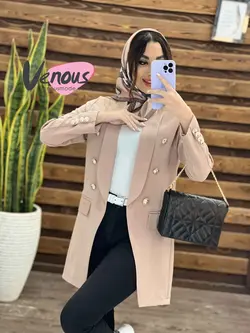 خرید اینترنتی و حضوری مانتو کتی شش دکمه طلایی کد1228ونوسمد