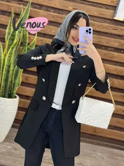 خرید اینترنتی و حضوری مانتو کتی شش دکمه طلایی کد1228ونوسمد