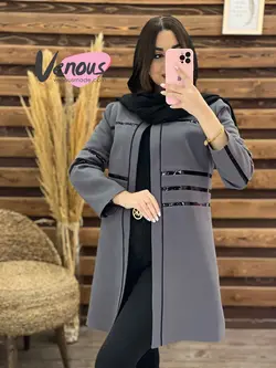 خرید اینترنتی مانتو کتی چرم دوزی کد 1249فروشگاه بزرگ ونوس مد
