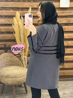 خرید اینترنتی مانتو کتی چرم دوزی کد 1249فروشگاه بزرگ ونوس مد