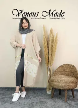 خرید اینترنتی و حضوری مانتو عبایی نوار طلایی کد 1239 ونوس مد