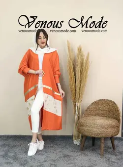 خرید اینترنتی و حضوری مانتو عبایی نوار طلایی کد 1239 ونوس مد