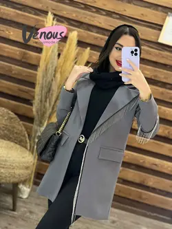 خرید اینترنتی مانتو مازراتی یقه زنجیری کد 1236فروشگاه ونوسمد