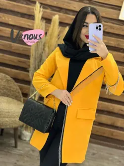 خرید اینترنتی مانتو مازراتی یقه زنجیری کد 1236فروشگاه ونوسمد