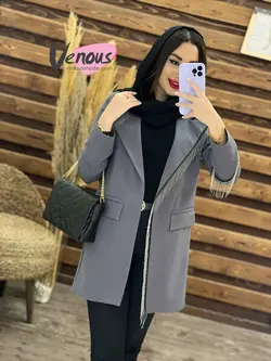 خرید اینترنتی مانتو مازراتی یقه زنجیری کد 1236فروشگاه ونوسمد