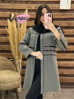 خرید اینترنتی مانتو کتی چرم دوزی کد 1214فروشگاه بزرگ ونوس مد