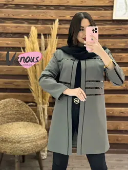 خرید اینترنتی مانتو کتی چرم دوزی کد 1214فروشگاه بزرگ ونوس مد
