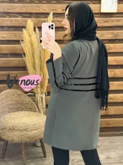 خرید اینترنتی مانتو کتی چرم دوزی کد 1214فروشگاه بزرگ ونوس مد