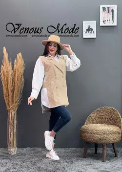 خرید اینترنتی مانتو سارافونی دو تیکه کد 1190 فروشگاه ونوس مد