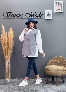 خرید اینترنتی مانتو سارافونی دو تیکه کد 1190 فروشگاه ونوس مد