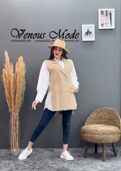 خرید اینترنتی مانتو سارافونی دو تیکه کد 1190 فروشگاه ونوس مد