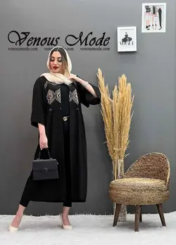 خرید اینترنتی مانتو بلند قیطون دوزی کد 1159 فروشگاه ونوس مد
