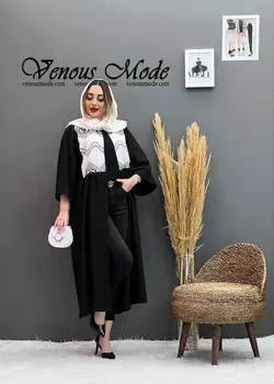 خرید اینترنتی مانتو بلند قیطون دوزی کد 1159 فروشگاه ونوس مد