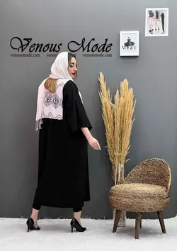 خرید اینترنتی مانتو بلند قیطون دوزی کد 1159 فروشگاه ونوس مد