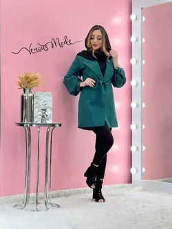 خرید اینترنتی و حضوری مانتو آستین پفی کمردار کد 1141 ونوس مد