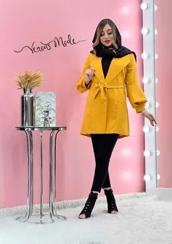 خرید اینترنتی و حضوری مانتو آستین پفی کمردار کد 1141 ونوس مد