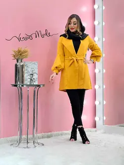 خرید اینترنتی و حضوری مانتو آستین پفی کمردار کد 1141 ونوس مد