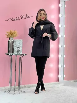 خرید اینترنتی و حضوری مانتو آستین پفی کمردار کد 1141 ونوس مد