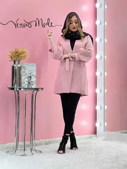 خرید اینترنتی و حضوری مانتو آستین پفی کمردار کد 1141 ونوس مد