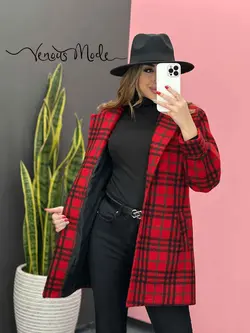 خرید اینترنتی و حضوری پالتو چهارخونه فوتر کد 1130 ونوس مد