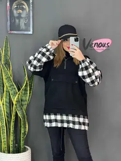 خرید اینترنتی و حضوری هودی مخمل ترکیبی کد 1083 فروشگاه ونوس