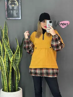 خرید اینترنتی و حضوری هودی مخمل ترکیبی کد 1083 فروشگاه ونوس