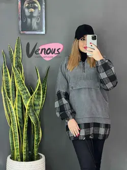 خرید اینترنتی و حضوری هودی مخمل ترکیبی کد 1083 فروشگاه ونوس