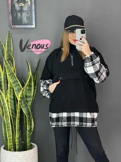 خرید اینترنتی و حضوری هودی مخمل ترکیبی کد 1083 فروشگاه ونوس