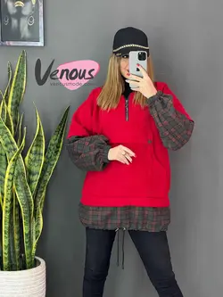 خرید اینترنتی و حضوری هودی مخمل ترکیبی کد 1083 فروشگاه ونوس